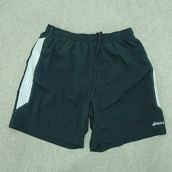 Asics Shorts Women's Large Lining Elastic Waist Black Polyester Running Jogging - Picture 1 of 7